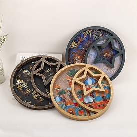 Density Board Round Star and Moon Tray Hanging Decoration for Home Decor Craft Wholesale