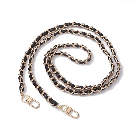 Purse Chain Strap, Alloy Chain with PU Leather Crossbody Replacement Bag Straps, with Alloy Swivel Clasps