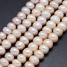 Natural Cultured Freshwater Pearl Beads Strands, Rondelle