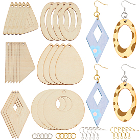 Набор для изготовления украшений своими руками, в том числе деревянные подвески, латунные кольца и серьги