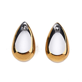 Electroplated Glass Charms, Edge Plated, Teardrop