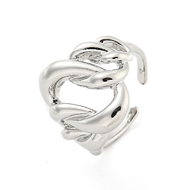 Long-Lasting Plated Brass Cuff Rings, Curb Chain Open Rings for Women