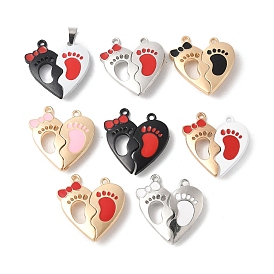 Магнитные разделенные подвески из сплава, окрашенные распылением, прелести для пар, в форме сердца с ножкой