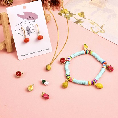 18Pcs Imitation Fruit Charm Pendant Mixed Enamel Fruits Charms Mixed Shape Pendant for Jewelry Necklace Bracelet Earring Making Crafts