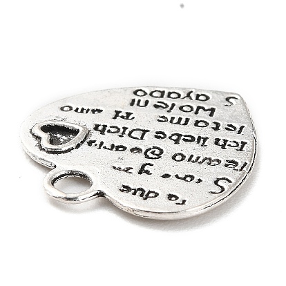 Tibetan Style Alloy Pendant Cabochon Settings, Heart with Word