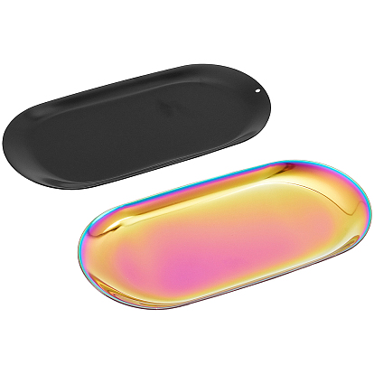 403 Stainless Steel Tray, Storage Tray, Cosmetics Jewelry Organizer, Oval