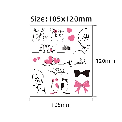 China Factory Removable Temporary Water Proof Tattoos Paper Stickers,  Valentine´s Day Theme 12x7.6cm in bulk online 