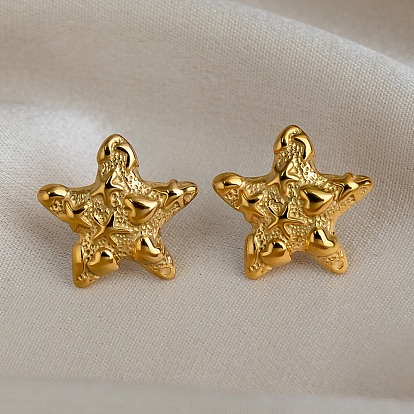 Женские 304 серьги-гвоздики из нержавеющей стали, звезда с сердцем