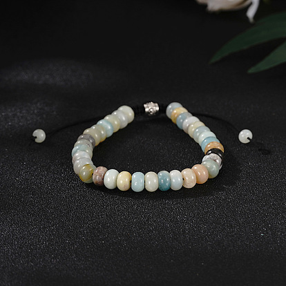 Adjustable Natural Jade Bead Woven Bracelet - Unisex, Abacus Design.