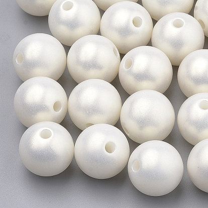 Spray Painted Style Acrylic Beads, Rubberized, Round