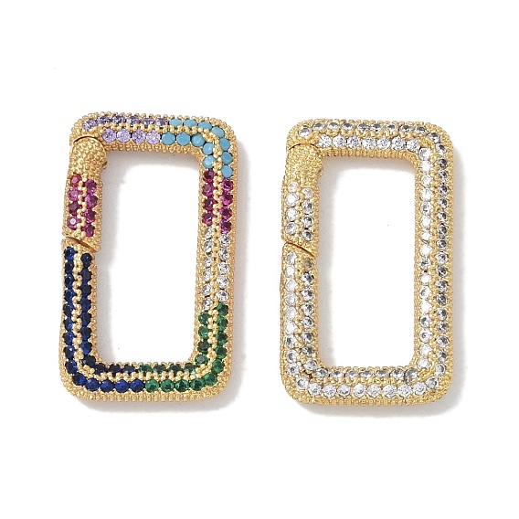 Латунное покрытие с микропаве из кубического циркония, пружинные затворные кольца, без кадмия и без свинца, долговечный, реальный 18 k позолоченный, прямоугольные