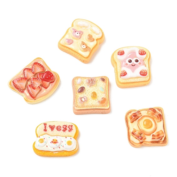 Opaque Resin Imitation Food Cabochons, Toast