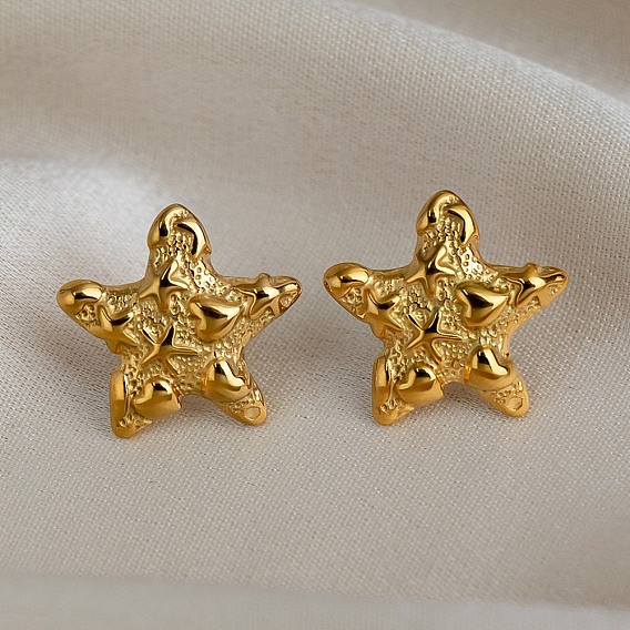 Женские 304 серьги-гвоздики из нержавеющей стали, звезда с сердцем