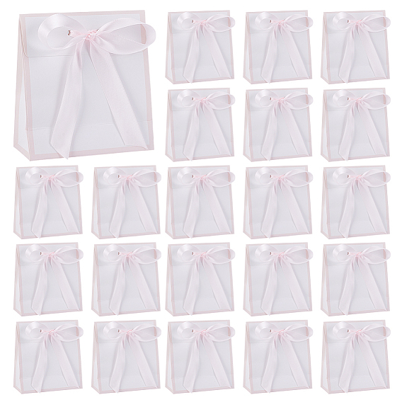 24 шт. бумажные подарочные упаковочные пакеты, подарочные упаковочные пакеты с полиэстеровой лентой, прямоугольные