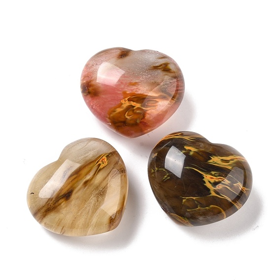 Synthetic Watermelon Stone Glass Beads, No Hole, Heart