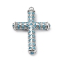 Rack Plating Brass Micro Pave Cubic Zirconia Pendants, Cross Charms, Long-Lasting Plated, Cadmium Free & Lead Free
