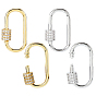 4 шт. 2 цвета латунь микро паве прозрачный кубический цирконий винтовой карабин замок подвески, для изготовления ожерелий, без кадмия и без свинца, быстрые ссылки, овальные