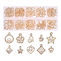 100Pcs 10 Style Rack Plating Eco-Friendly Iron Charms, with Crystal Rhinestone, Mix-shaped