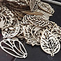 10Pcs Plant Theme Hollow Unfinished Wood Leaf Shaped Cutouts Ornament, Leaf Blank Hanging Pendants, Painting Supplies