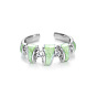 Brass Micro Pave Cubic Zirconia Cuff Open Rings, Nuggets, Platinum, with Enamel