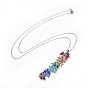 Chakra Jewelry, Glass Pendant Necklaces, with 304 Stainless Steel Chains, Lobster Claw Clasps and Brass Findings, Cardboard Box