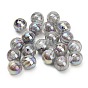 UV Plating Opaque Resin & Glitter Powder Beads, Iridescent, Round