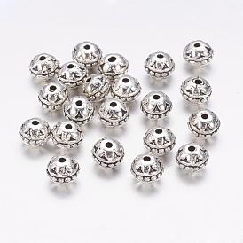 Tibetan Style Alloy Beads, Lead Free & Cadmium Free, Round, 8x7mm, Hole: 1.5mm