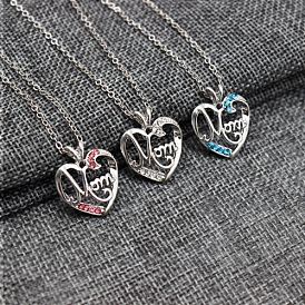 Sparkling Crystal Heart Pendant Necklace for Mother's Day Gift