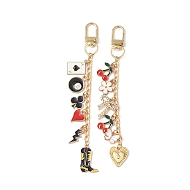 2Pcs 2 Styles Alloy Enamel Pendant Decorations, with Alloy Swivel Clasps, Mixed Shapes