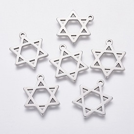201 Stainless Steel Pendants, for Jewish, Star of David, Religion Theme