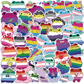 50Pcs Cartoon Frog PVC Adhesive Waterproof Stickers Self-Adhesive Stickers, for DIY Photo Album Diary Scrapbook Decoration