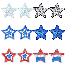 24шт. 6 стили полиэстер блестящие пайетки нашивки для одежды, звезда