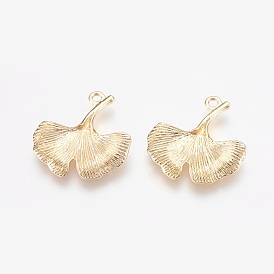 Латунные подвески, без никеля , гинкго лист, реальный 18 k позолоченный