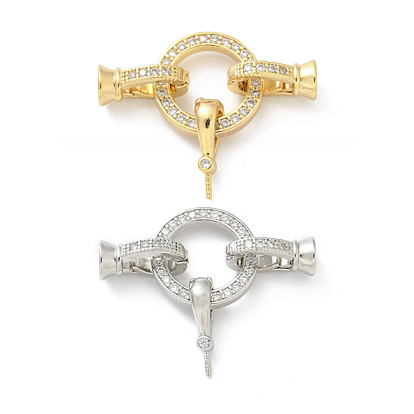 Латунное микропейв, прозрачный кубический цирконий, складные застежки, без кадмия, без никеля и без свинца, плоско-круглые