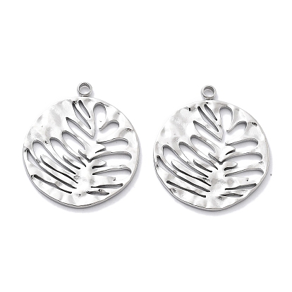 304 подвески из нержавеющей стали, лазерная резка, плоский круглый с подвеской в виде листьев