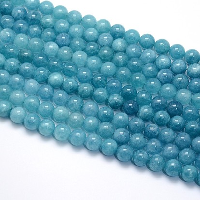 Brins de perles de quartz bleu naturel, teint, ronde