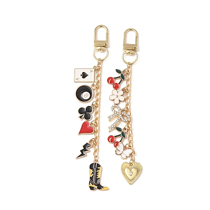 2 pcs 2 décorations de pendentifs en alliage d'émail de styles, fermoirs alliage pivotantes, formes mixtes