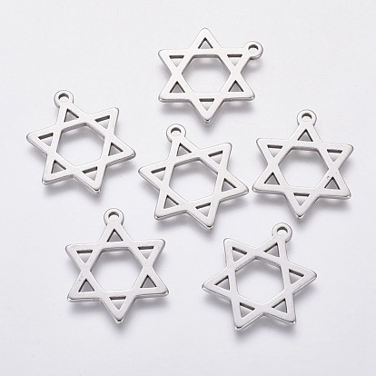 201 Stainless Steel Pendants, for Jewish, Star of David, Religion Theme