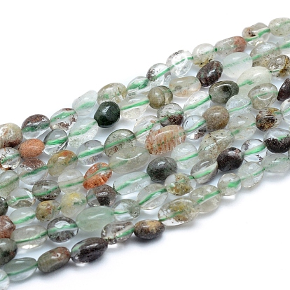 Natural Lodolite Quartz Beads Strands, Tumbled Stone, Nuggets