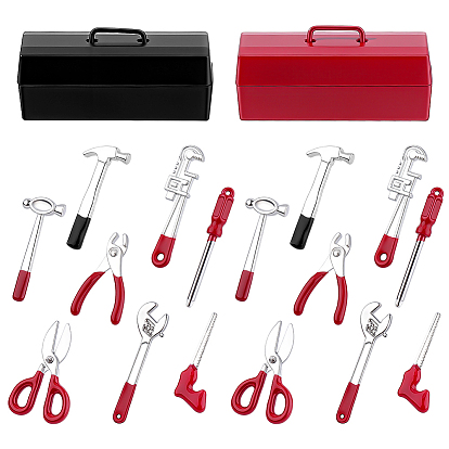 Миниатюрные наборы инструментов из сплава, с миниатюрным ящиком для инструментов из сплава, для аксессуаров для кукольного домика, модели наземных украшений