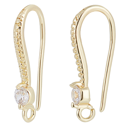 40 шт латунные серьги крючки, с кристальными стразами и горизонтальными петлями, без никеля 