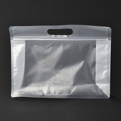 Bolsa de plástico transparente con cierre de cremallera, bolsa de plástico  de pie, bolsas resellables, con mango, Claro, 30x35x0.08 cm