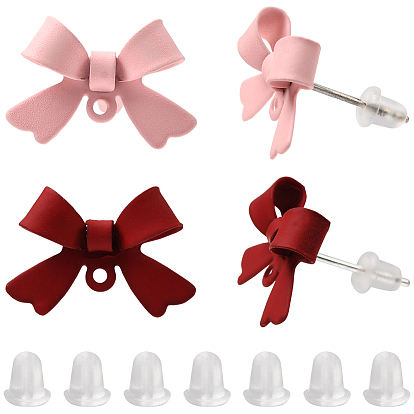 32шт. 2 цвета сплава серьги-гвоздики фурнитура, с 925 серебряными булавками и петлей, бантом