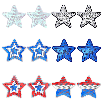 24шт. 6 стили полиэстер блестящие пайетки нашивки для одежды, звезда