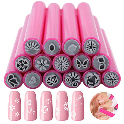 15шт. 15 стили пластиковые печати для дизайна ногтей набор ручек, инструменты для шаблонов печати на ногтях