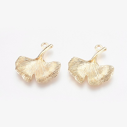 Латунные подвески, без никеля , гинкго лист, реальный 18 k позолоченный