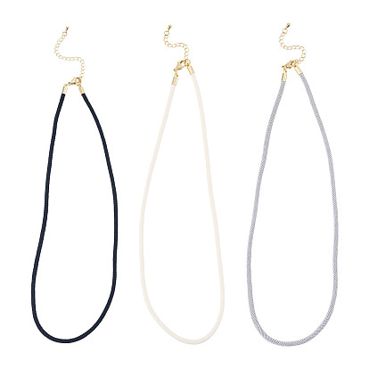 3шт. 3 цвета 3мм нейлоновый миланский шнур для изготовления ожерелий, с латунными выводами и 304 застежками из лобстера из нержавеющей стали, золотые, стойки покрытие, долговечный