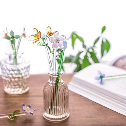 Handmade Glass Flower Decoration, Glass Vase Arrangement Ornament