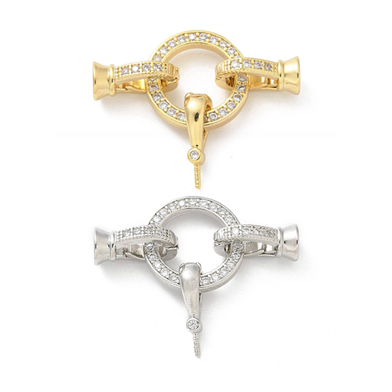 Латунное микропейв, прозрачный кубический цирконий, складные застежки, без кадмия, без никеля и без свинца, плоско-круглые