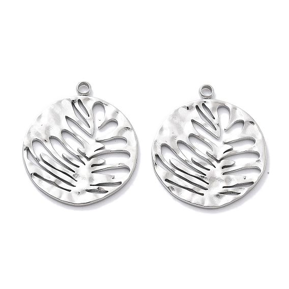 304 подвески из нержавеющей стали, лазерная резка, плоский круглый с подвеской в виде листьев